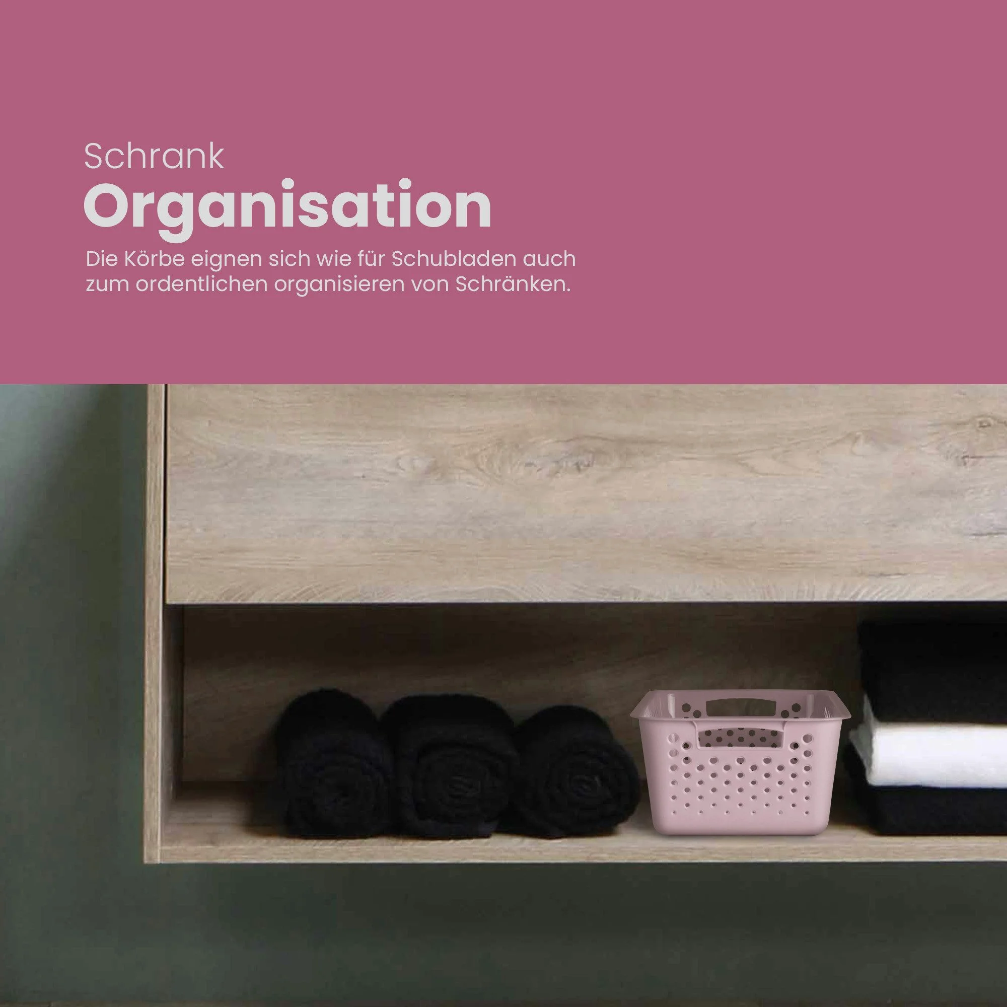 Aufbewahrungskorb aus Kunststoff – modulares Organizer-Set mit Griffen (4er-Set)